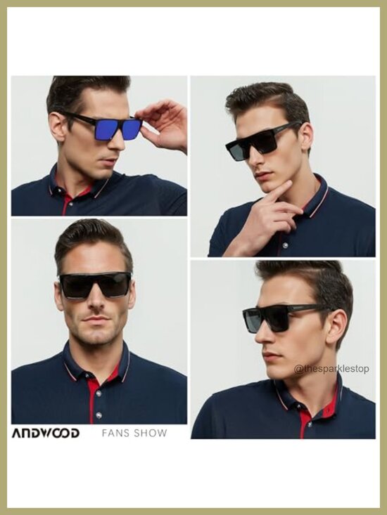 Square Polarized Sunglasses UV Protection Oversized Flat Top Big Shades Fashion main image 4